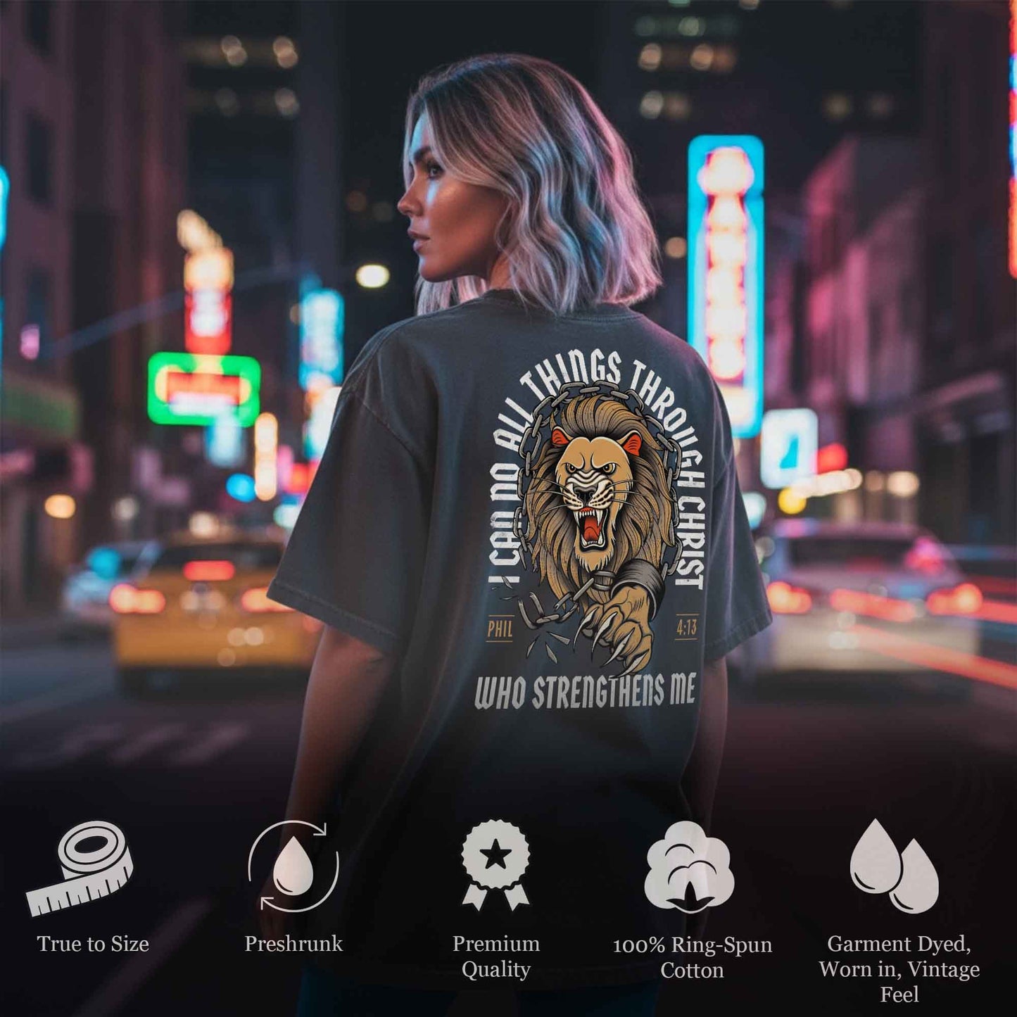 Philippians 4:13 Christ Strengthens Me Garment-Dyed Heavyweight Tee