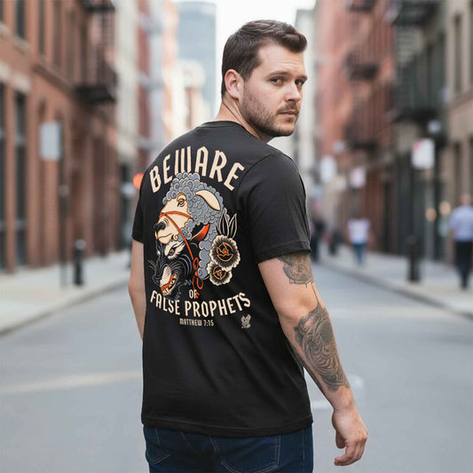 Beware of False Prophets Tee – Matthew 7:15 | Christian Streetwear | Big & Tall