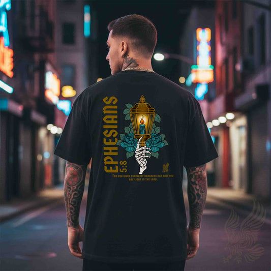 Ephesians 5:8 Lantern Scripture Tee - Garment-Dyed Heavyweight
