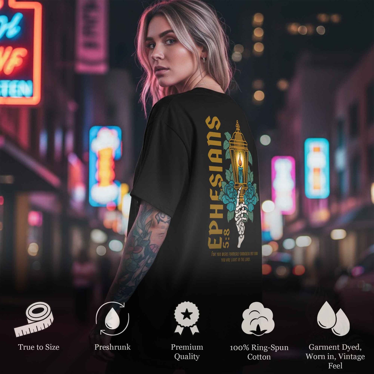 Ephesians 5:8 Lantern Scripture Tee - Garment-Dyed Heavyweight