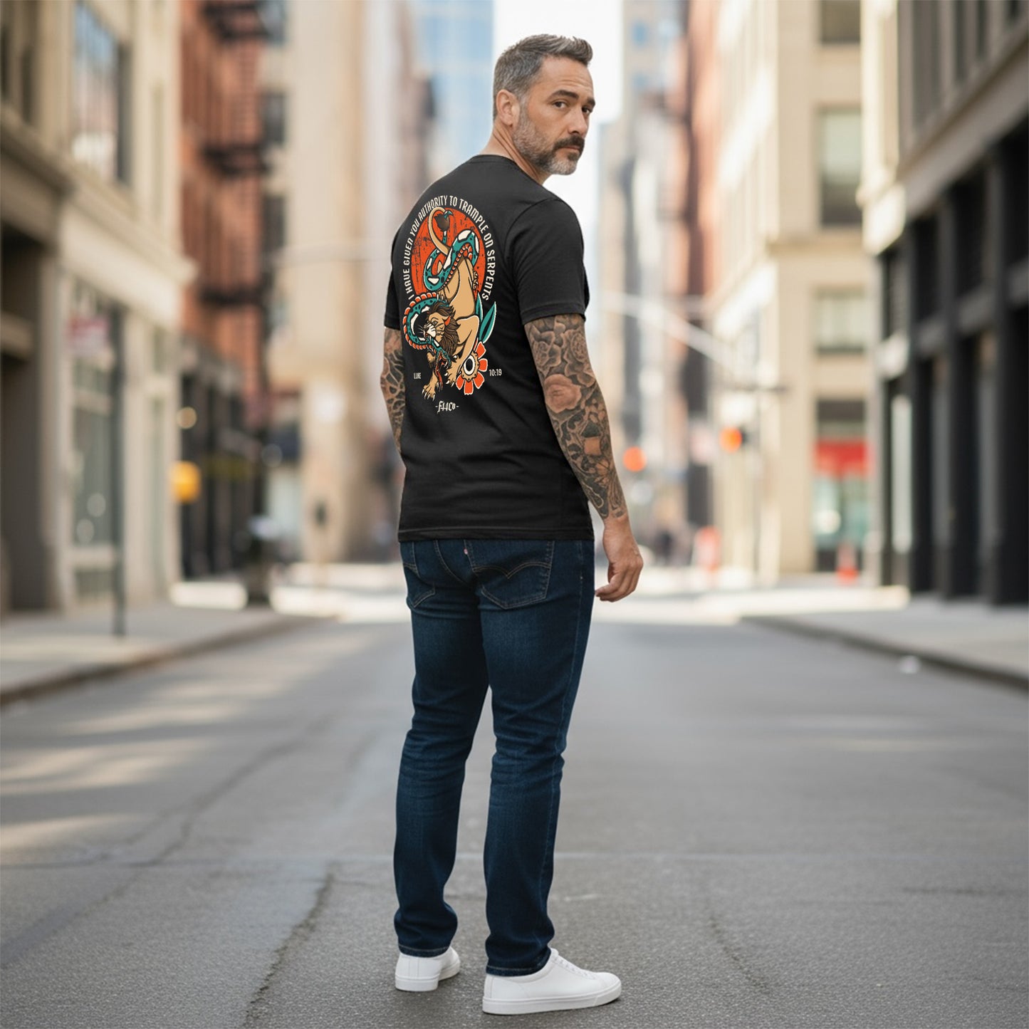 Luke 10:19 Lion & Serpent Christian Streetwear Tee – Big & Tall
