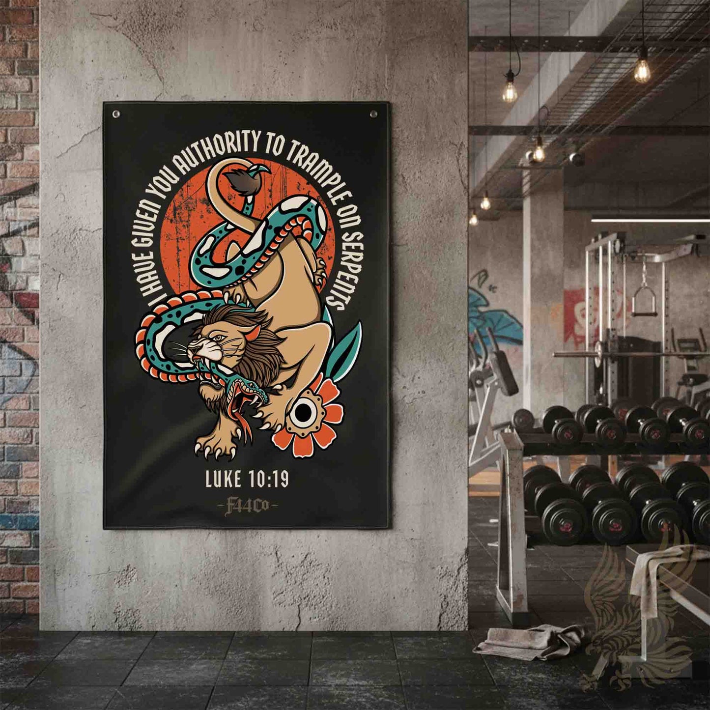 Luke 10:19 Flag – Lion & Serpent | Christian Authority Wall Flag