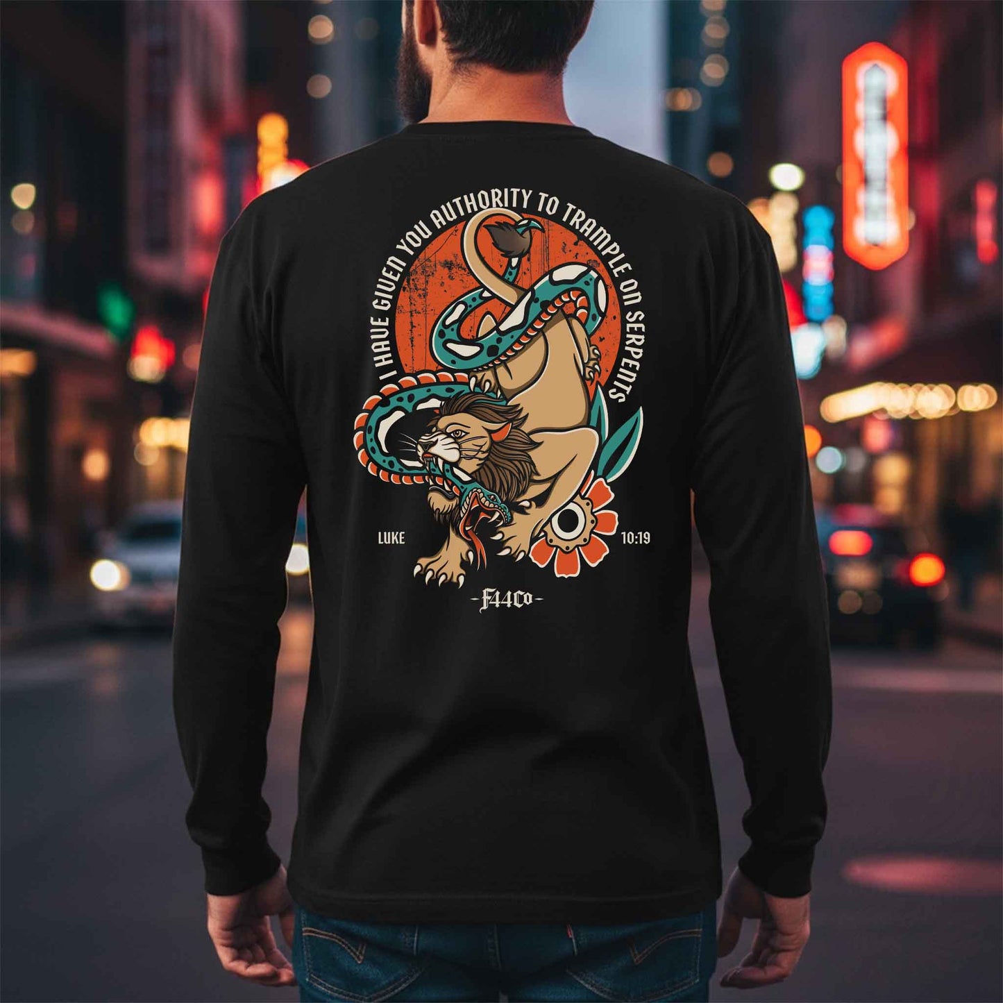 Luke 10:19 Lion & Serpent Long Sleeve Shirt