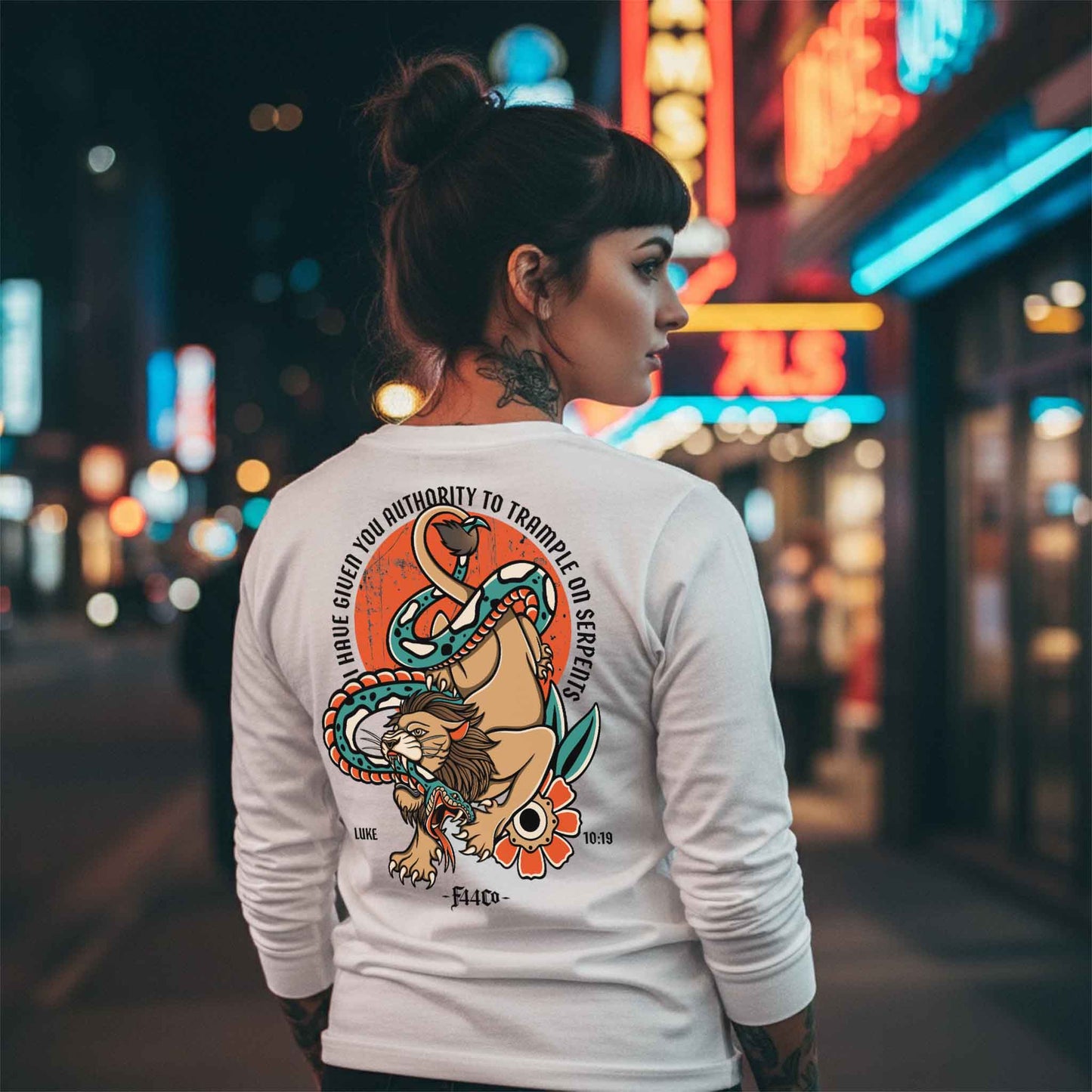 Luke 10:19 Lion & Serpent Long Sleeve Shirt