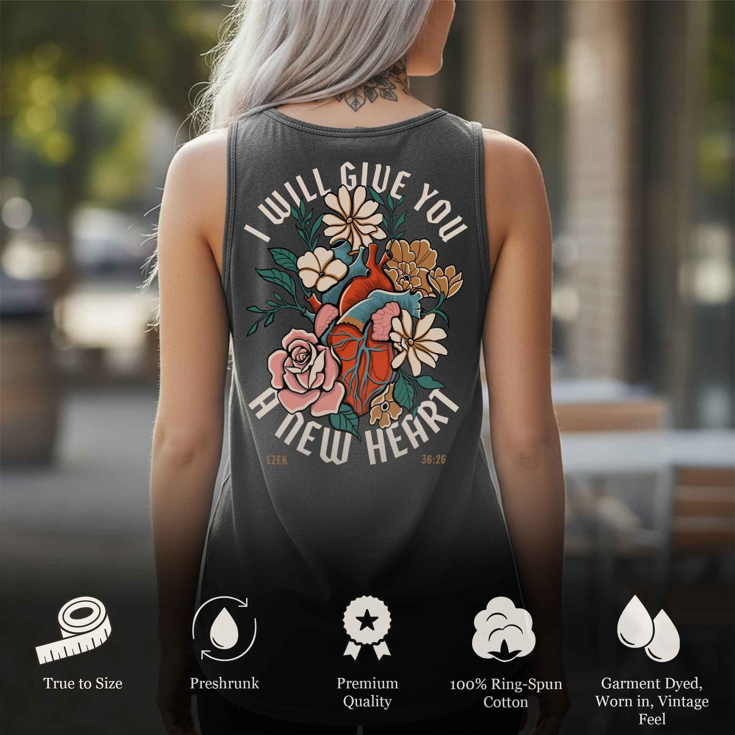 I Will Give You a New Heart – Ezekiel 36:26 Comfort Colors Tank Top