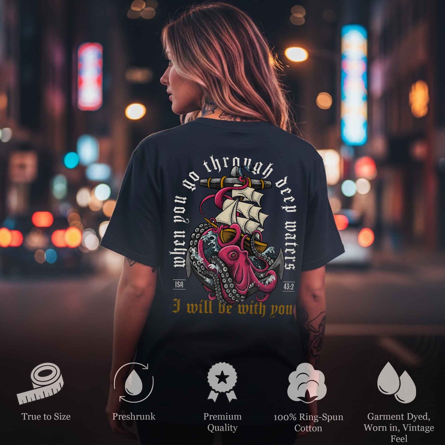 Isaiah 43:2 When You Pass Through the Waters Garment-Dyed Heavyweight Tee