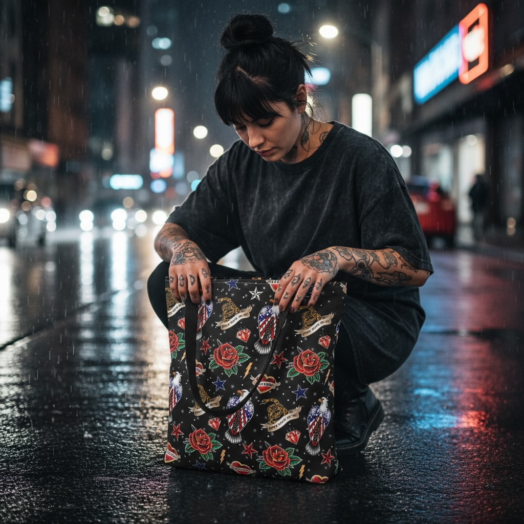American Patriot Tattoo Flash Tote Bag