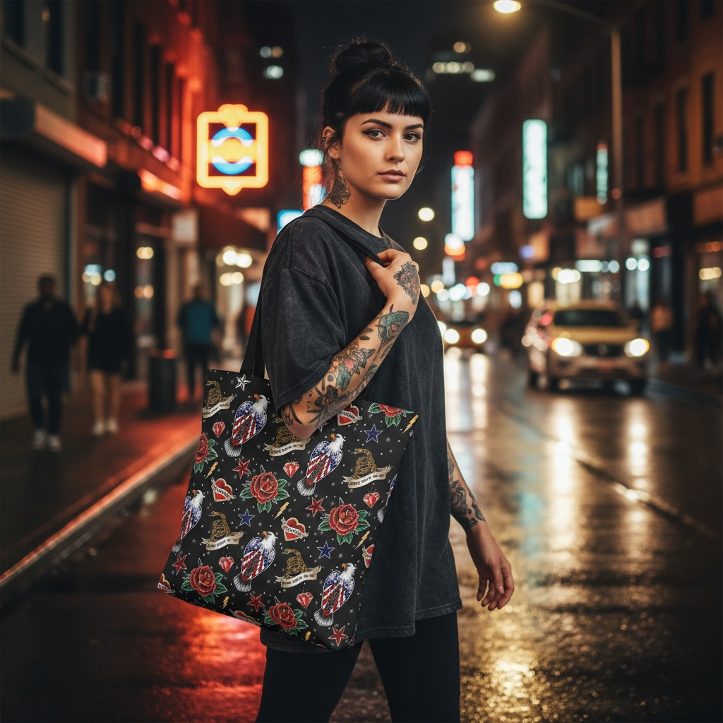 American Patriot Tattoo Flash Tote Bag
