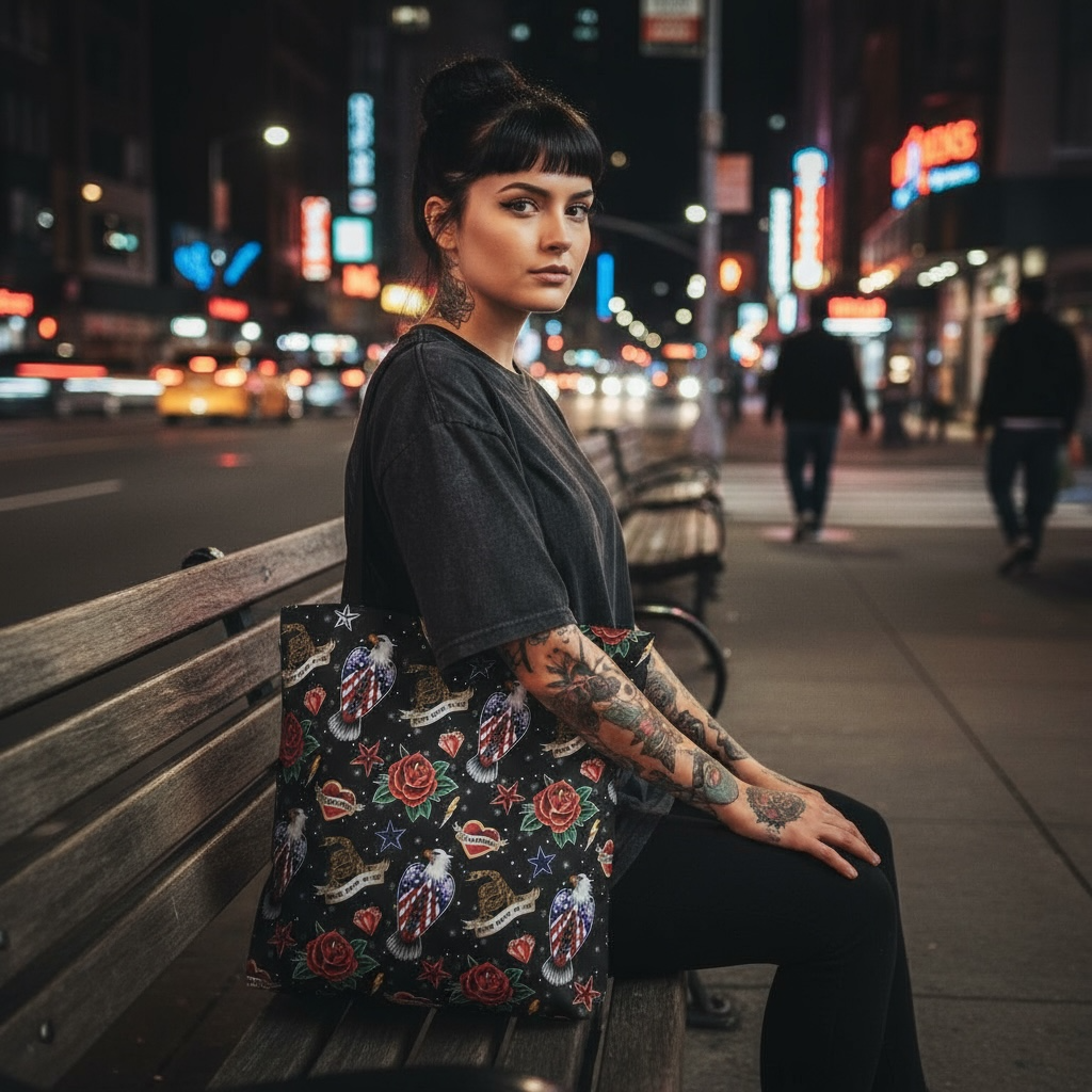 American Patriot Tattoo Flash Tote Bag