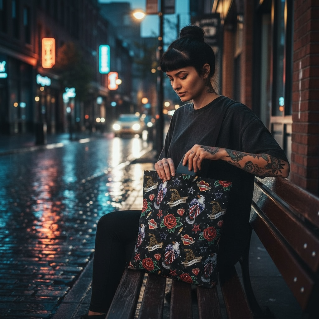 American Patriot Tattoo Flash Tote Bag