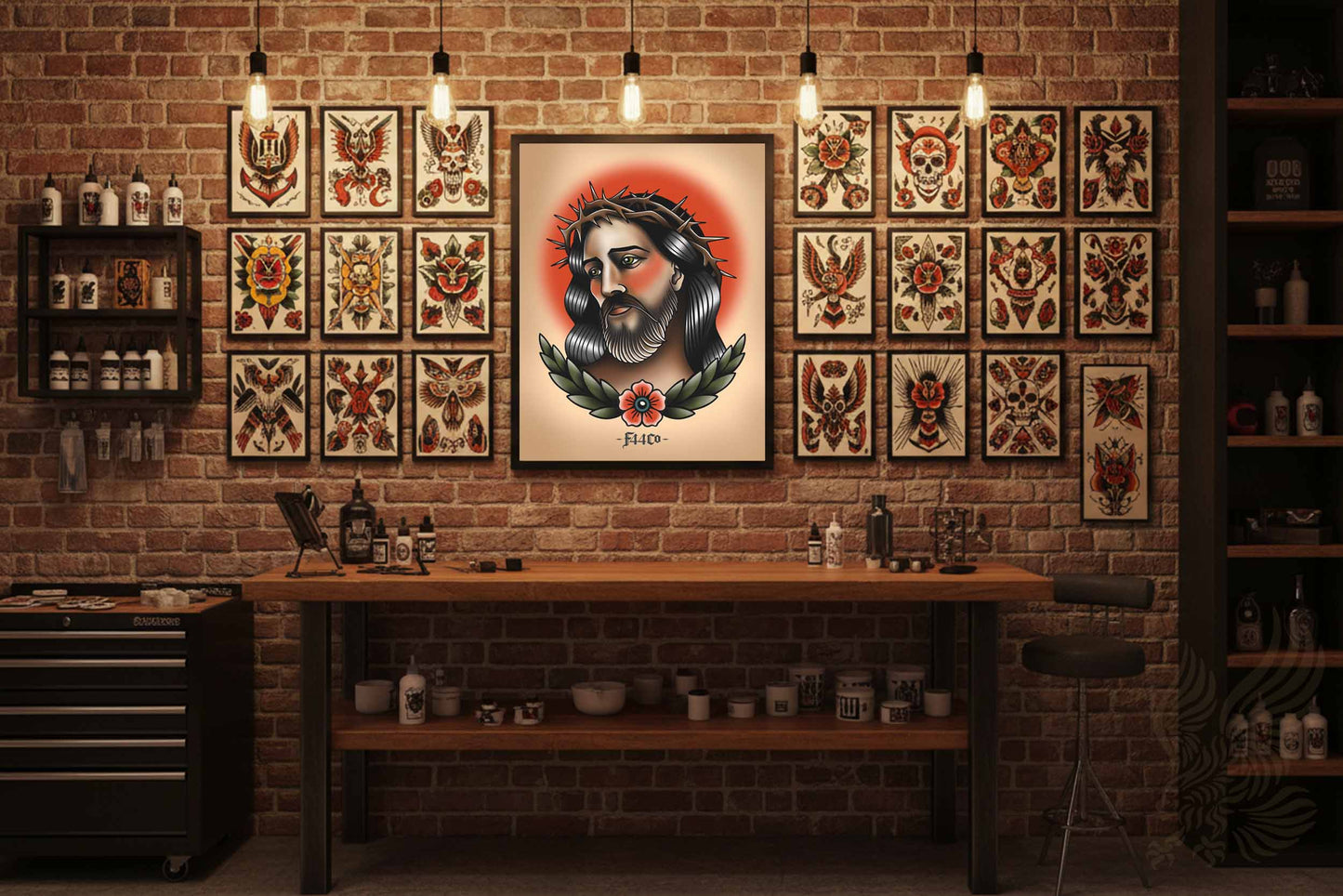 Old School Jesus Poster – American Traditional Tattoo Art Print